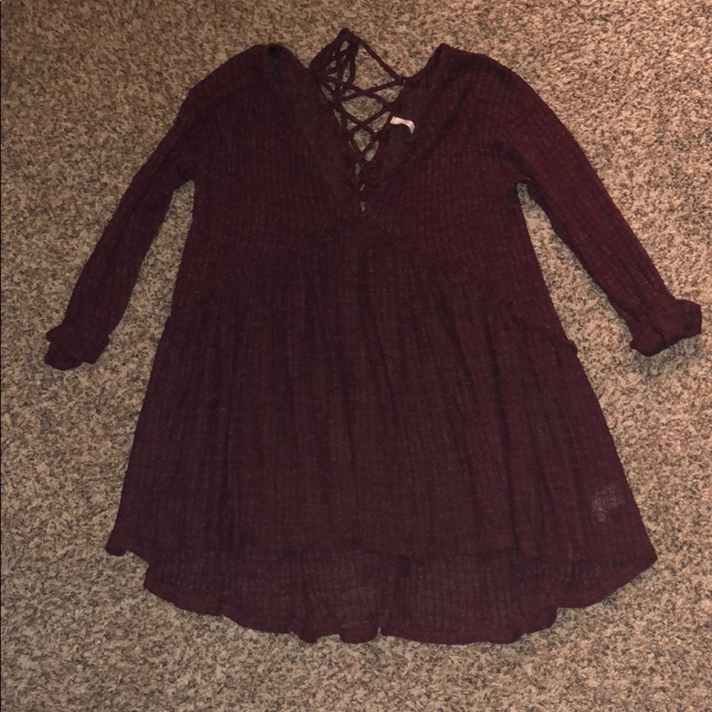 Burgundy baby doll ¾ sleeve top